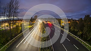 Autobahn A37 in Hannover at evening. Timelapse.