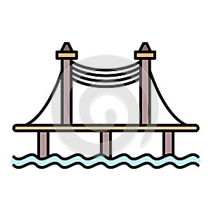 Autobahn bridge icon color outline vector