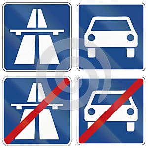 Autobahn And Fast Traffic Highway Signs In Germany