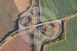 Autobahn in Germany as seen from above.