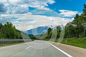 Autobahn or highway in the mountains