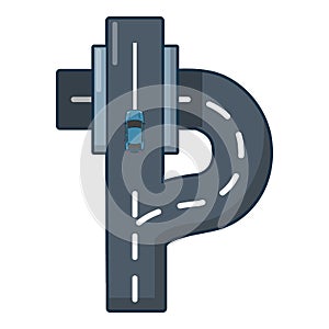 Autobahn icon, cartoon style.