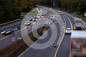 autobahn, roadworks on a highway