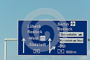 Autobahn sign in Germany Caption on German