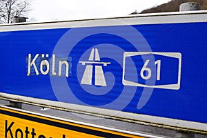 Autobahn sign to KÃ¶ln