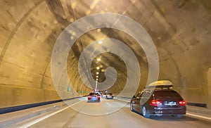 Autobahn tunnel in Germany with traffic