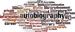 Autobiography word cloud photo