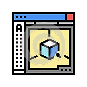 autocad 3d program color icon vector illustration