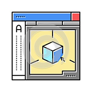 autocad 3d program color icon vector illustration