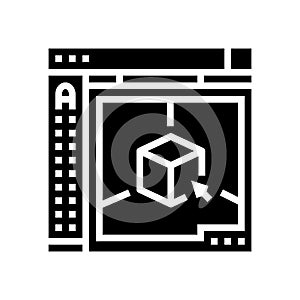 autocad 3d program glyph icon vector illustration
