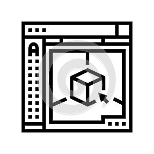 autocad 3d program line icon vector illustration