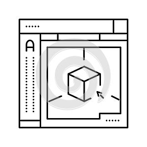 autocad 3d program line icon vector illustration