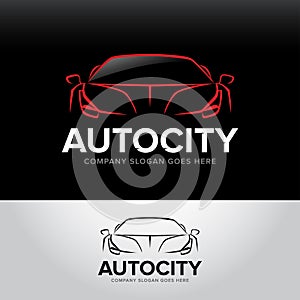 `Autocity` car logotype - car service and repair, set. Car logo. Isolated auto theme logo.