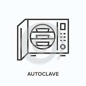 Autoclave line icon. Vector outline illustration of antibacterial treatment. Equipment disinfection pictorgam