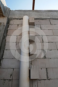 Autoclaved aerated concrete block or known as AAC block used at the construction site.