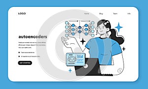 Autoencoders web banner or landing page. Artificial neural network photo