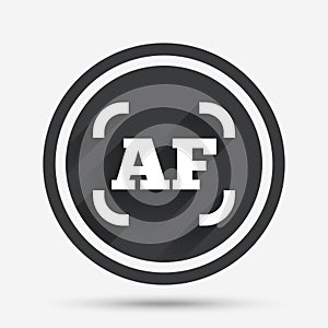 Autofocus photo camera sign icon. AF Settings. photo