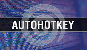 AutoHotkey with Binary code digital technology background. Abstract background with program code and AutoHotkey. Programming and