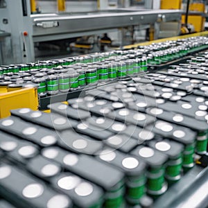 Automated assembly line at a battery production plant