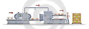 Automated chicken meat production process on the machinery line