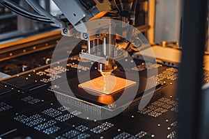 Automated Circuit Board Manufacturing Process in High-Tech Factory photo