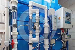 Automated computerized ozone generator machine for ozonation of pure clean drinking water in water production factory