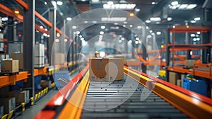 Automated conveyor belt system in a modern warehouse