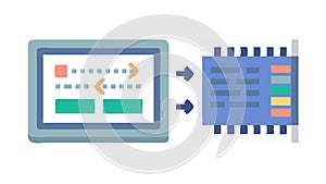 Automated Data Processing. Workflow Automation and Digital Systems, vector design Generative AI