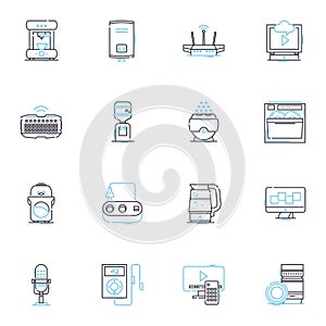 Automated domicile linear icons set. Smart-home, Robotic, Intelligent, Automatic, Futuristic, Connected, Digital line