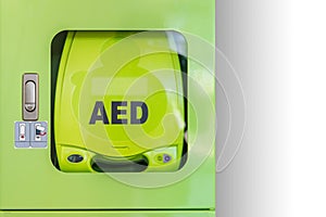 Automated external defibrillator AED.