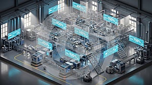 Automated factory floor showcases advanced robotics and data analytics in production line