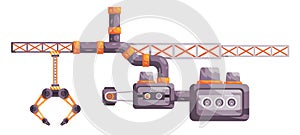 Automated factory machine with robot arm pipeline and valve gauge illustration of high temperature processing