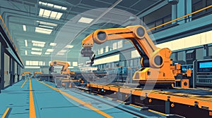 Automated Factory Robots Assemble Products Efficiently