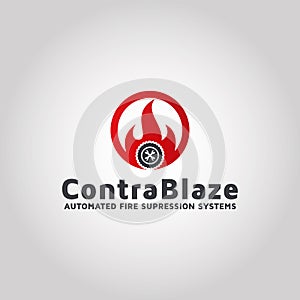 Automated fire suppression systems vector logo design