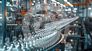 The Automated Glass Bottles Production.AI generated image photo