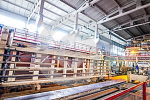 Automated industrial equipment at the factory in production hall