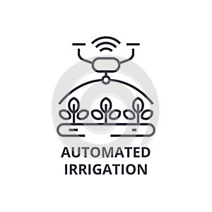 Automated irrigation line icon, outline sign, linear symbol, vector, flat illustration