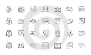 Automated line icons collection. Robotics, Mechanized, Autonomous, Digital, Programmed, Automated, Smart vector and