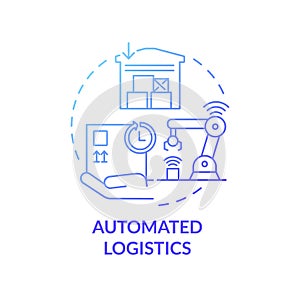 Automated logistics blue gradient concept icon