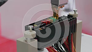 Automated machine mounting microchip component, robotic tool