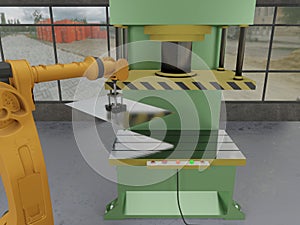 Automated manufacturing factory hydraulic press stamping machine and robotic