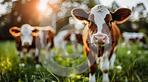 Automated milking of cattle in modern dairy barn on large scale farm with advanced technology