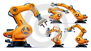 Robot industry. Robotic arms. 3d manipulator. Hydraulic mechanical robot on factory. photo