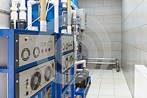 Automated ozone generator for ozonation of pure drinking water in water production factory