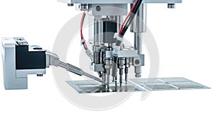 Automated precision robotic technology system for electronic manufacturing and assembly tasks white background