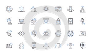 Automated processes line icons collection. Robotics, Algorithms, Efficiency, Streamlined, Productivity, Automation
