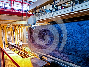 Automated production of aerated concrete blocks close up