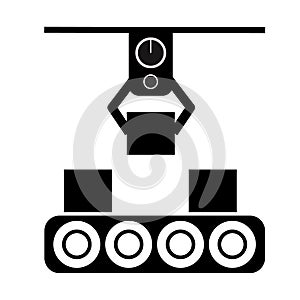 Automated Production line icon on white background.