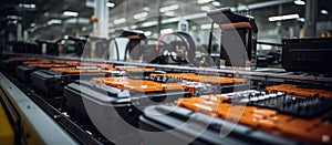 Automated production line in modern factory. Industrial background