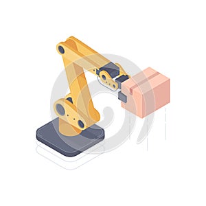 Automated robot arm isometric vector illustration